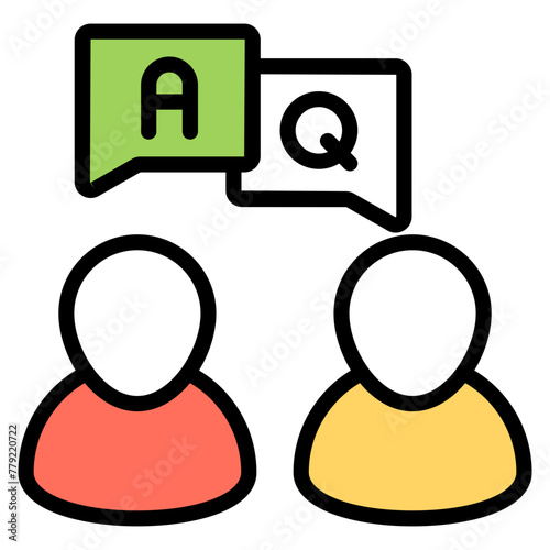 A flat design icon of question and answer

