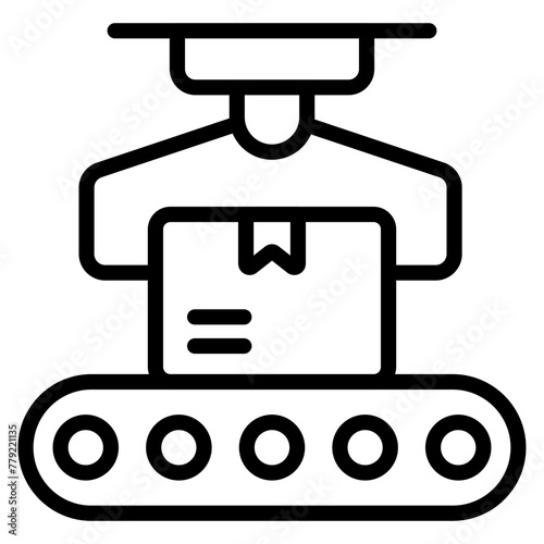 Conveyor belt icon  robot packaging editable vector  