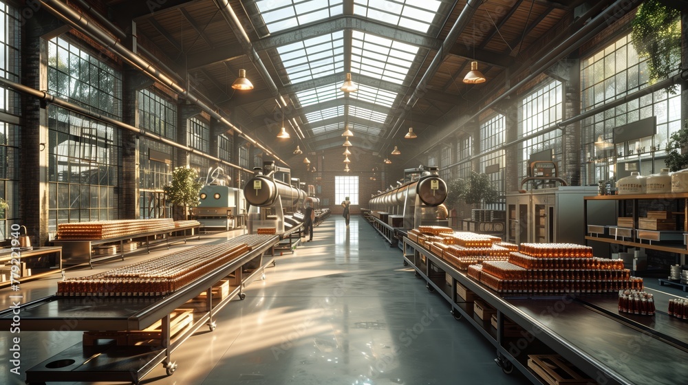 Large Warehouse Filled With Wooden Benches Large Warehouse Filled With Wooden Benches
