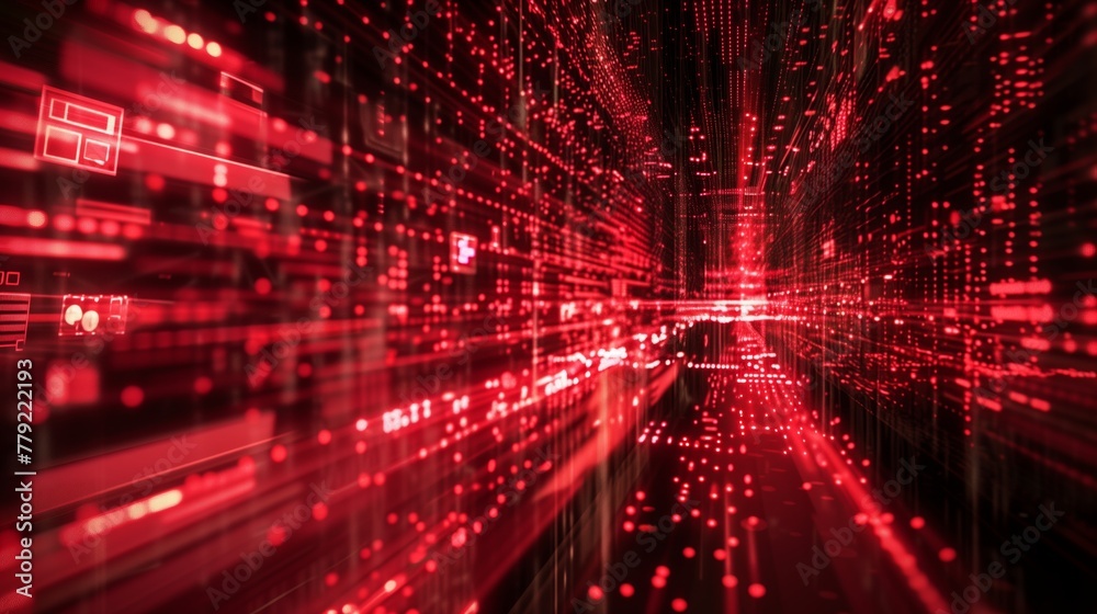 Fototapeta premium Red and Black Abstract Design With Lines and Dots