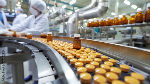 Factory Stocked With Orange-Filled Bottles