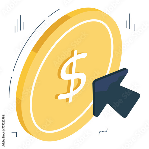 Conceptual isometric design icon of pay per click


