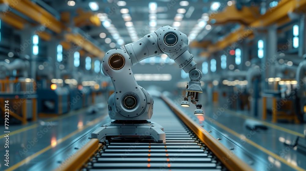 Fototapeta premium Robotic Arm on Conveyor Belt
