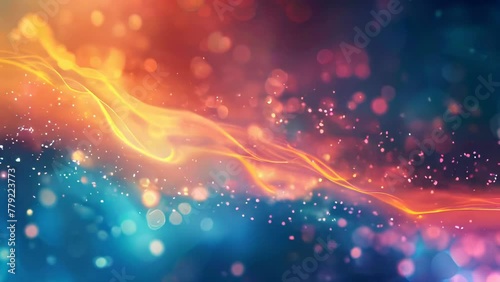 Abstract background with glowing particles and bokeh. Vector illustration.