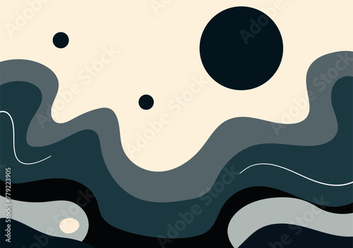 Carta da parati Flat background with waves with predominant black color