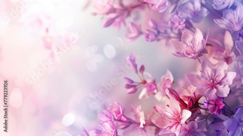 Beautiful pink and violet flowers in soft pastel color background. AI generated image © atapdesain