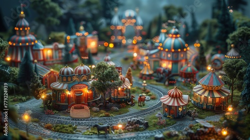 Miniature Town Model With Train Track photo