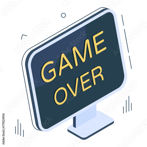 An isometric design, icon of game over

