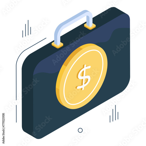 Trendy design icon of money briefcase 

