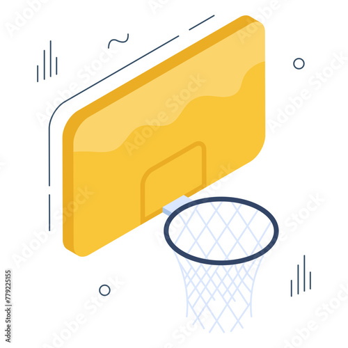 Basketball hoop icon in editable style

