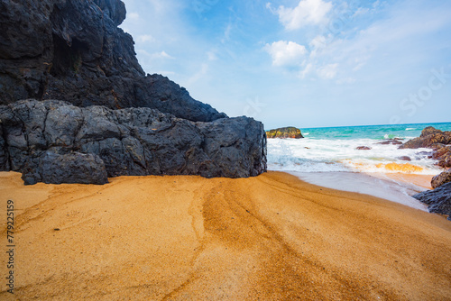 Summer quiet beach at Yanzi Cave, Qinwan, Wanning Mountain, Hainan, China photo