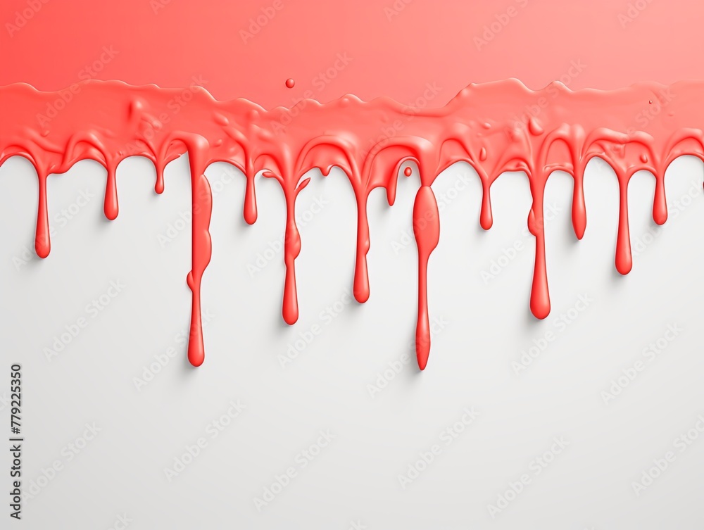 Coral paint dripping on the white wall water spill vector background with blank copy space for photo or text