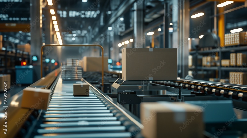 Conveyor Belt Transporting Boxes