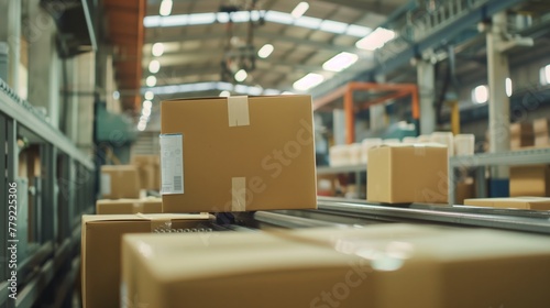 Boxes Moving on Conveyor Belt © MIKHAIL