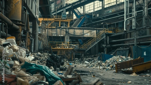 Heap of Trash Inside Factory