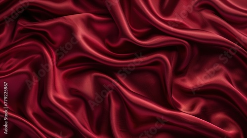Red silk satin of luxury cloth wavy texture abstract background. AI generated image