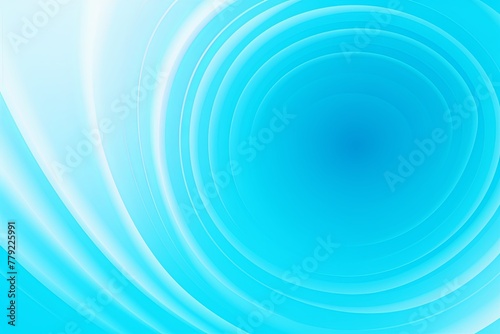 Cyan background, smooth white lines, radians swirl round circle pattern backdrop with copy space for design photo or text