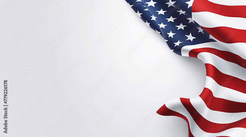 Obraz premium Flag of United States of America. Empty white space. 