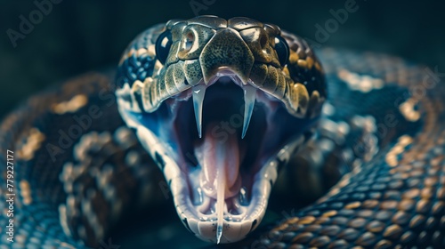 Aggressive Snake Showing Teeth.