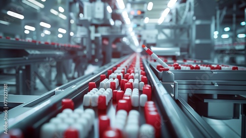 Wallpaper Mural Conveyor Belt Filled With White and Red Items Torontodigital.ca