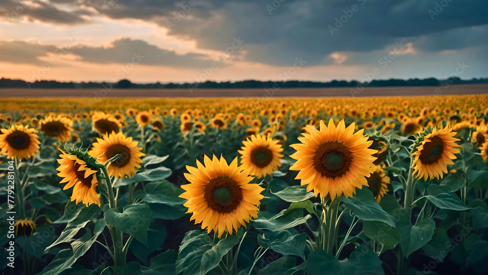 Countless sunflowers, which are ready to be picked, many useful things can be extracted from them.