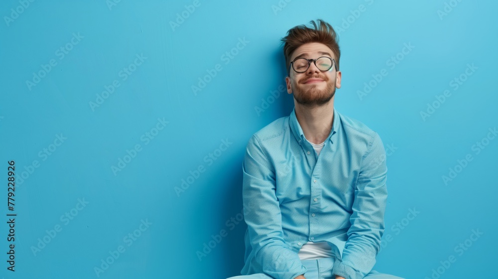 Fototapeta premium Man Sitting Cross-Legged