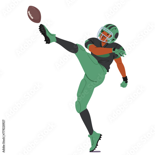 Rugby Player Character Swiftly Kicks The Ball With Precision, Employing Technique And Power To Propel It Towards