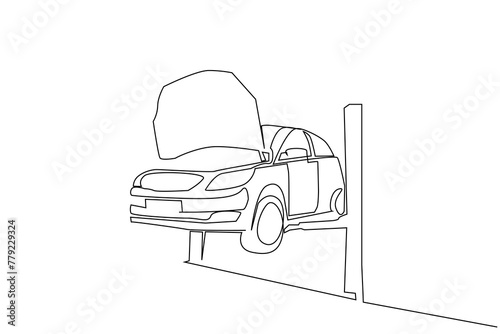 car repair service business industry one line art design vector