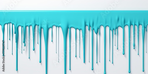 Cyan paint dripping on the white wall water spill vector background with blank copy space for photo or text 