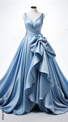 Elegant, formal gown dress typically worn to a prom various styles, colors, and lengths, trendy features design beautiful young school wedding on white background.