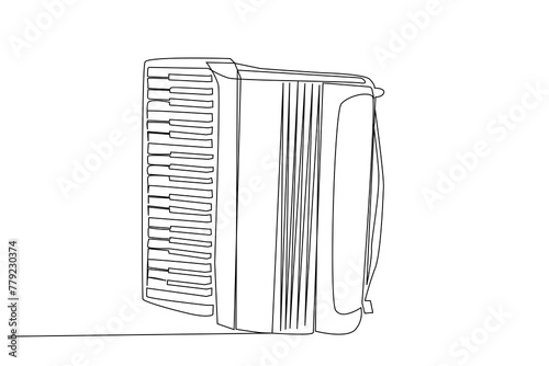 Piano accordion musical instrument object one line art design vector