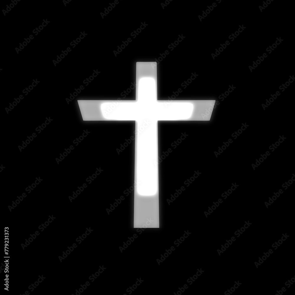 Christian cross christ , religion simple symbol. black background  Pray god.