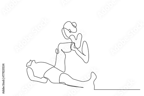 old person doctor physical therapy leg treatment health one line art design vector