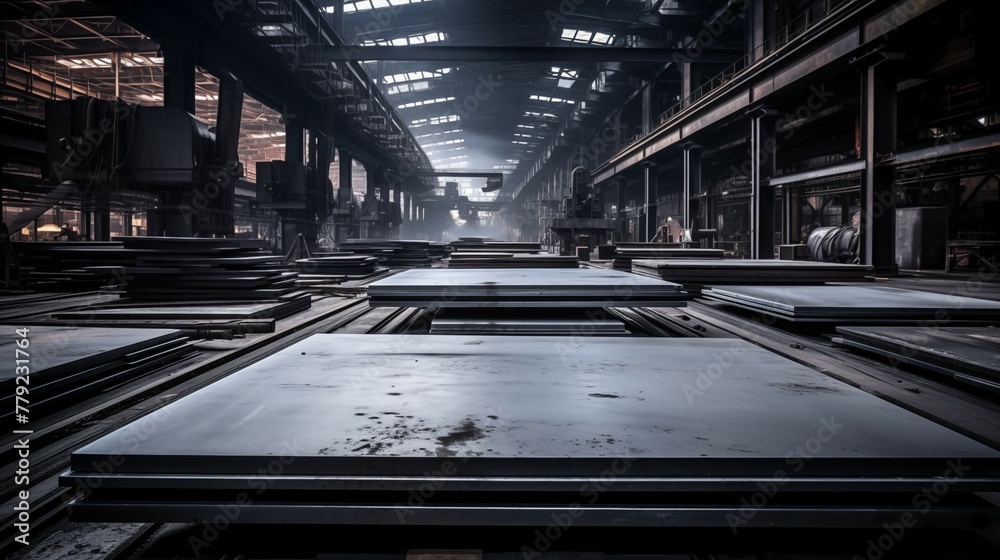Naklejka premium Steel Plate Production in a Contemporary Manufacturing Facility