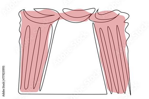 cinema theater opera red curtain object interior one line art design vector