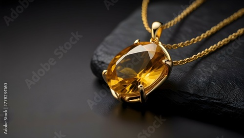  Citrine Necklace on Dark Surface