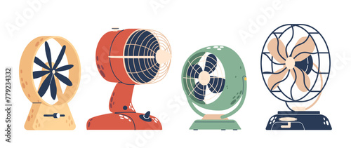 Table Fans Electric Devices That Circulate Air Using Rotating Blades Powered By Electricity. They Provide Cooling