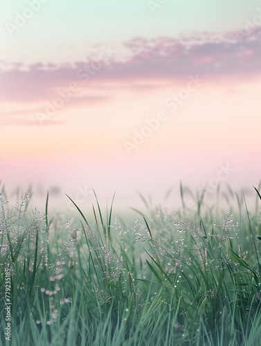 A field of grass with a cloudy sky in the background