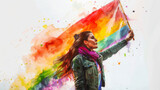 Strong Turkish Female Figure Holding LGBT Pride Flag
