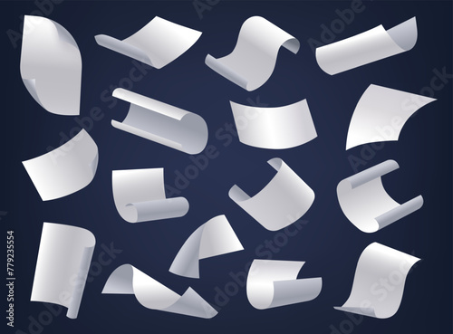 Set Of Falling Paper Sheets Cascade With A Flutter, Their Edges Crisp And Corners Bent, A Chaotic Dance In The Air