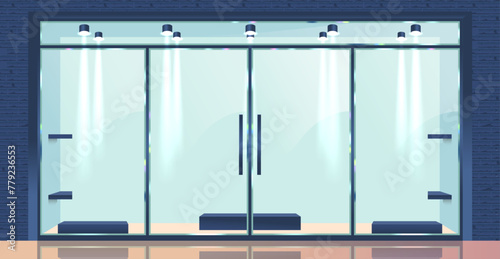 Glass Door, Transparent Entrance To A Store Or Office Building, Offering Visibility And Modern Aesthetics, 3d Vector
