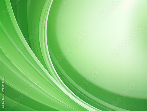 Green background, smooth white lines, radians swirl round circle pattern backdrop with copy space for design photo or text