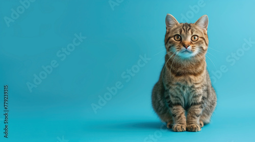 cat on a blue background © Turan Ahmadov 