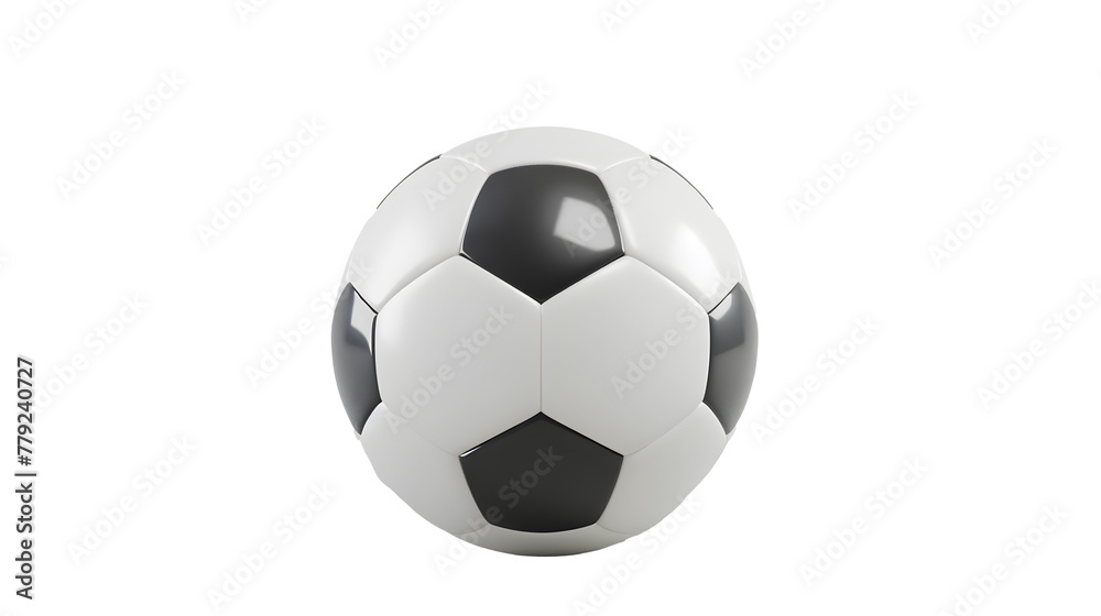soccer ball, white - cleen isolated on free PNG background. 3d rendering