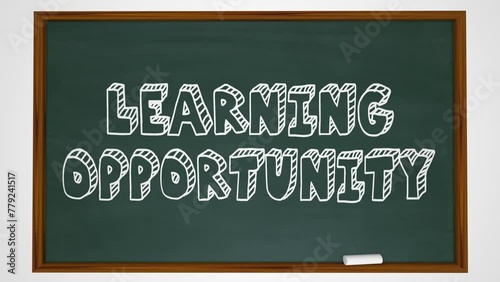 Learning Opportunity Chalkboard Class Lesson Education Words 3d Animation