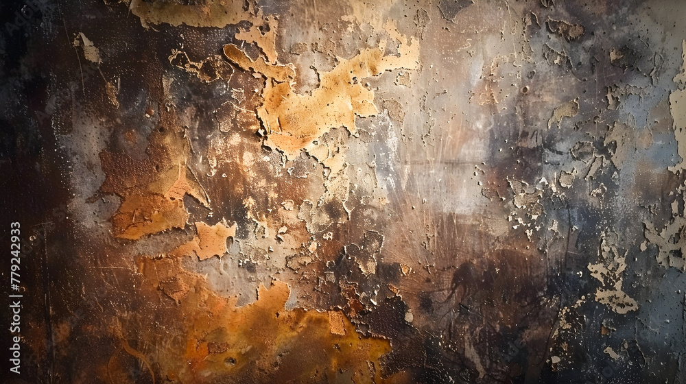 Distressed Bronze and Copper Painting in the Style of Trompe-Lil