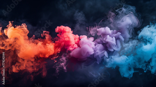 Colorful smoke on gray background