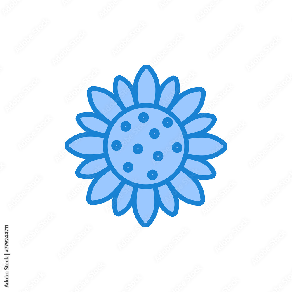 Sunflower icon, summer flower vector illustration concept sign in flat style. Isolated white background