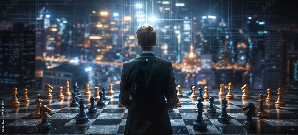 businessmand in a chess game