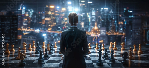 businessmand in a chess game